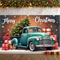 thumbnail image 3 of Retro Truck Decoration Christmas Banner Holiday Gifts Festive Design Snow Background for Winter Celebrations Indoor Party, 3 of 9