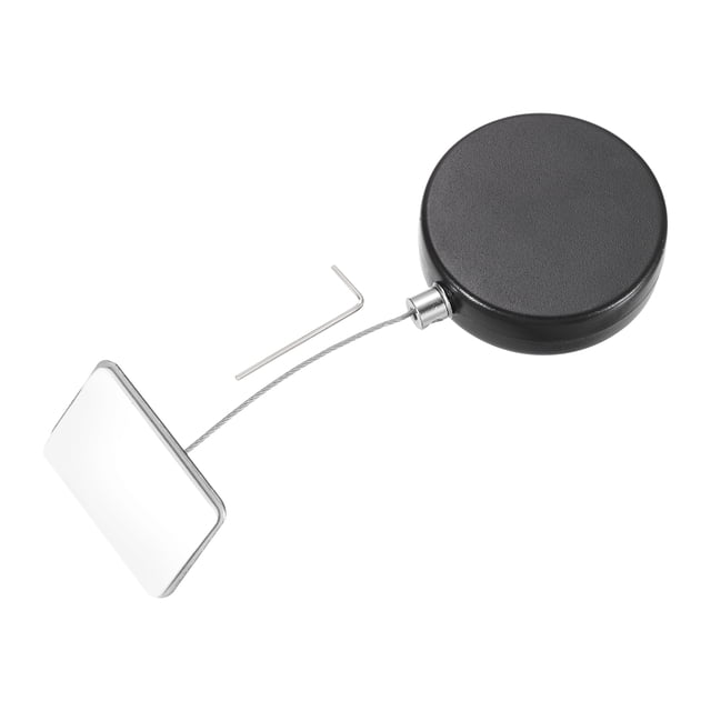 Retractable Cable Lock with Square Patch Remote Control Security Lock with Adjustable Cord Tether Anti Theft for TV Black