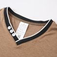 thumbnail image 5 of Men's V Neck T-Shirt Short Sleeve Slim Casual Top With Chest Pocket Summer Lightweight Tee Khaki M, 5 of 5
