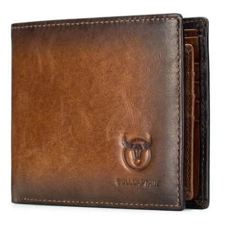 Mens Leather RFID Bifold Wallet, Genuine Leather 11 Card Slots Wallet Credit Card Holder