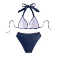 thumbnail image 5 of Womens 2 Piece Swimsuits String Triangle Separates Bikini Sets Solid Color Dark Blue Bathing Suit for Women XL, 5 of 5