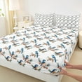 thumbnail image 3 of Manfei Cartoon Bird Twin Sheet Sets for Teen, Christmas Flower Plant Twin Fitted Sheet, Rustic Animal Flat Sheet, Ultra Soft Home Decor, 3pcs, 3 of 7