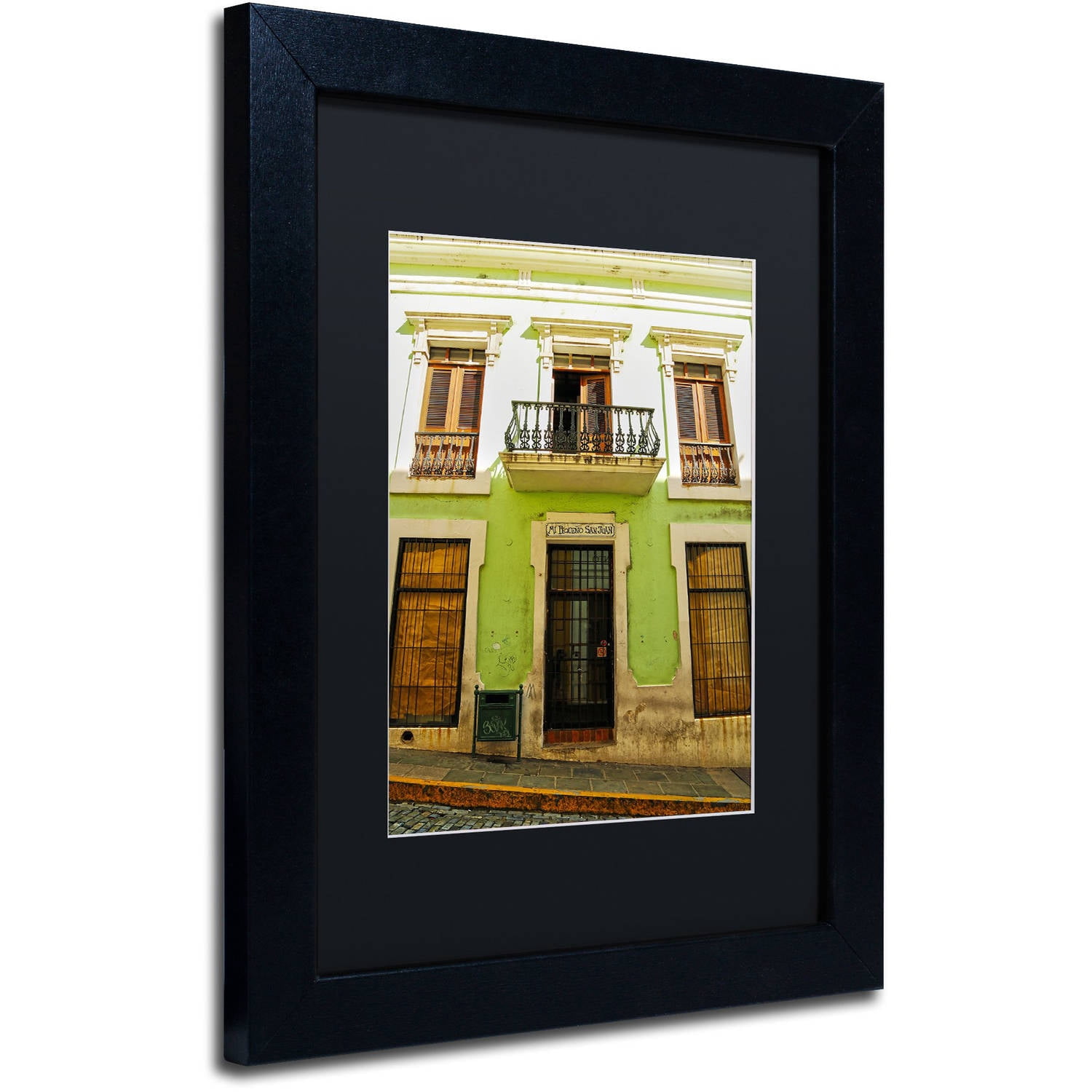 Trademark Fine Art "Old San Juan 5" Canvas Art by CATeyes, Black Matte, Black Frame