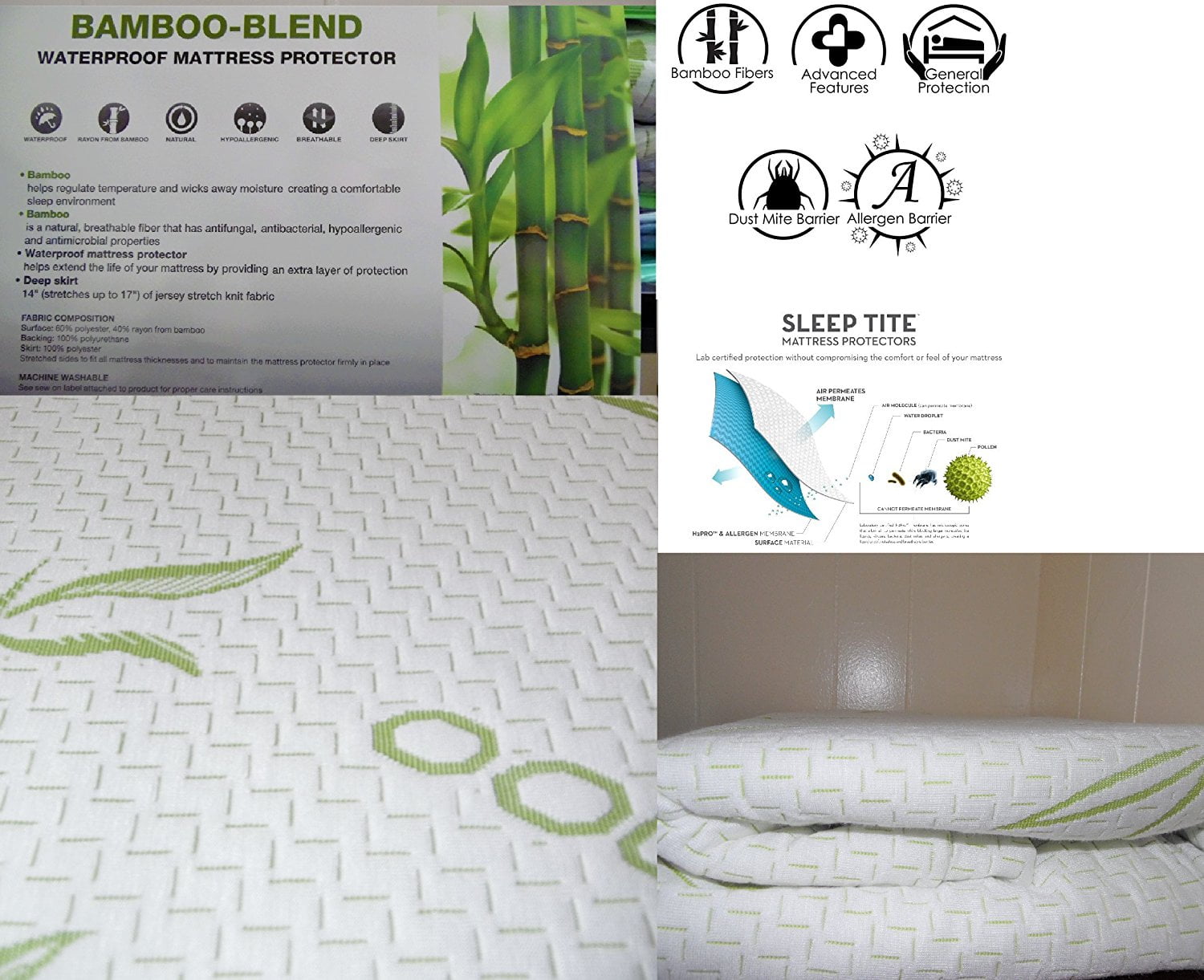 New Bamboo Blend Soft Hypoallergenic Noiseless Breathable Matress Protector in Walmart.com