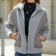 thumbnail image 4 of clear 50% off Usmixi Winter Fleece Coat for Women Quilted Fleece Patchwork Jacket for Women Open Full Zipper Stand Neck Plush Coats Long Sleeve Cozy Fuzzy Furry Outwear Casual Fleece Coat, 4 of 7