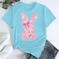 thumbnail image 4 of Flash Deal! T-Shirt Décontracté Imprimé Lapin de Pâques pour Femmes, Col Rond, Manches Courtes, en Solde Bleu Ciel S, 4 of 5
