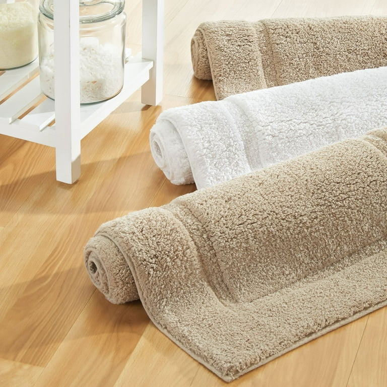 Non Slip Bath Mat Set Of 2, 100% Cotton Checkered Bathroom Rugs -  LoftyStyles