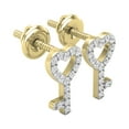 thumbnail image 3 of Dazzlingrock Collection Round White Diamond Heart Key Screw-back Stud Earrings for Women (0.10 ctw, Color I-J, Clarity I2-I3) in 10K Yellow Gold, 3 of 6