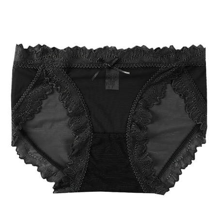 

Lace Underwear for Women Lace Hollowed Out Mesh Panties Mid Waist Cotton Bottom Crotch Girl Briefs Comfy Knickers