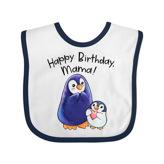 Inktastic Happy Birthday, Mama Cute Penguins Boys or Girls Baby Bib