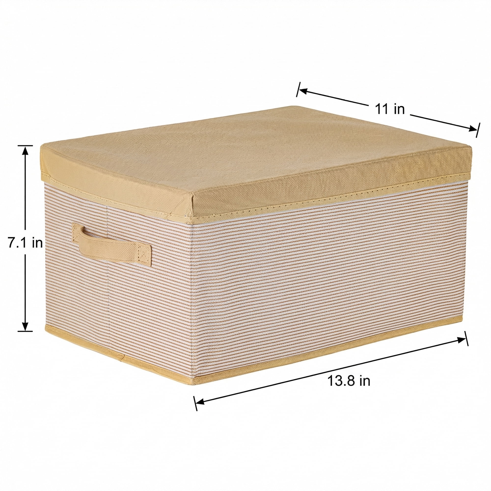 Unique Bargains Fabric Storage Bin with Handles and Lid Coffee 13.8*11*7.1in