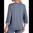 thumbnail image 4 of Camisas de Mujer, Camisetas de Moda con Mangas 3/4, Lindas Blusas Casuales de Cuello Redondo, Blusas Básicas Azul XXL, 4 of 6