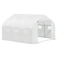 thumbnail image 3 of Outsunny 11.5' x 10' x 6.5' Outdoor Walk-in Greenhouse, Tunnel Green House with Roll-up Windows, Zippered Door, PE Cover, Heavy Duty Steel Frame, White, 3 of 10