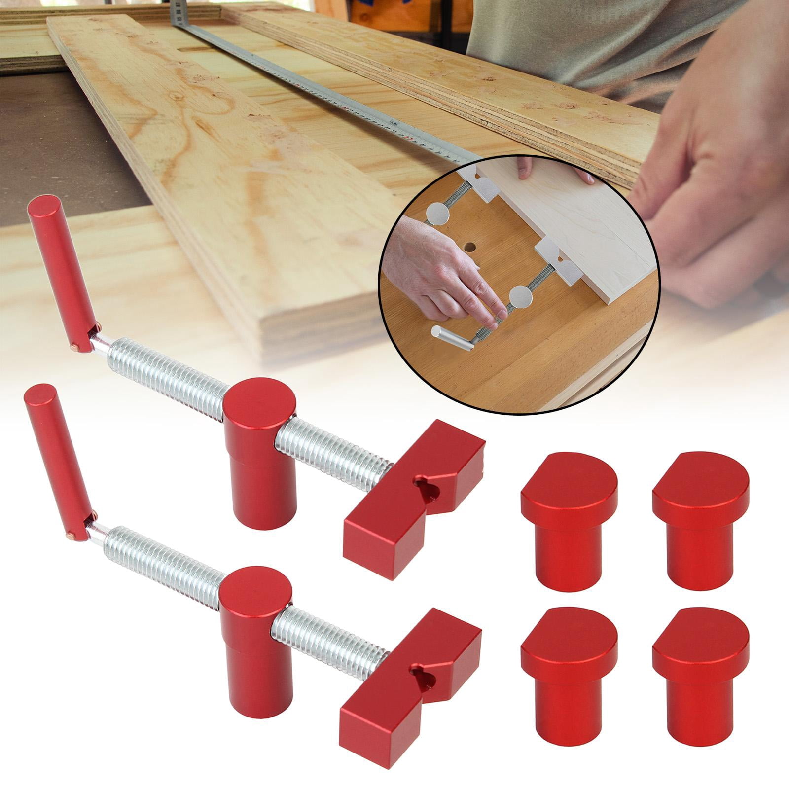 figatia 3/4'' Dog Hole Clamp Adjustable 20mm Dog Holes Stop Desktop Clip 2pcs Red with 4 dog