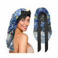 thumbnail image 1 of wonima11 Silk Long Satin Hair Braid Bonnet for Sleeping Adjustable Double Layer Elastic Reusable Long Hair Caps Cute Aesthetic for Women Girls-Starry Night, 1 of 1