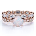 thumbnail image 1 of JeenMata Anillo de Compromiso de 1,50 Uds con Ópalo de Fuego Azul Auténtico y Moissanita Engastado en Oro Rosa de 18 K sobre Plata, 1 of 6