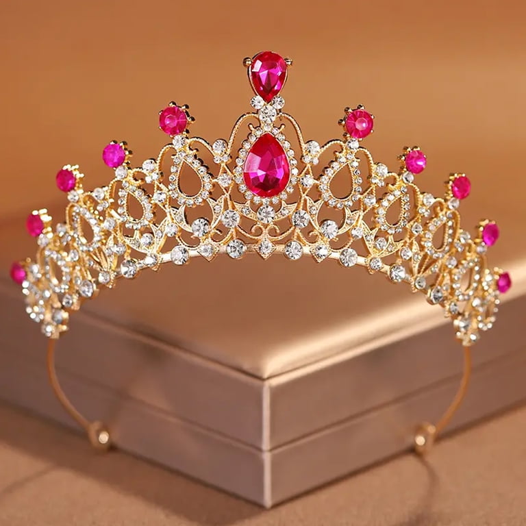 SNNROO 2PC Rose Gold Tiara and Crown for Women Crystal Queen  display picture 3