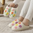 thumbnail image 5 of BERANMEY Cute Flower Print Slippers for Women Soft Plush Comfy Warm Slip-On Couple Womens Slippers Indoor Fluffy House Slippers for Womens Non-slip Fuzzy Flat Slides, 5 of 6