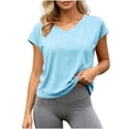thumbnail image 2 of TGSLY Open Back Workout Crop Tops for Women Dressy Casual V Neck Short Sleeve Athletic Shirts Relaxed Fit Tie Back Solid Color Gym Running Yoga Tees L, 2 of 8