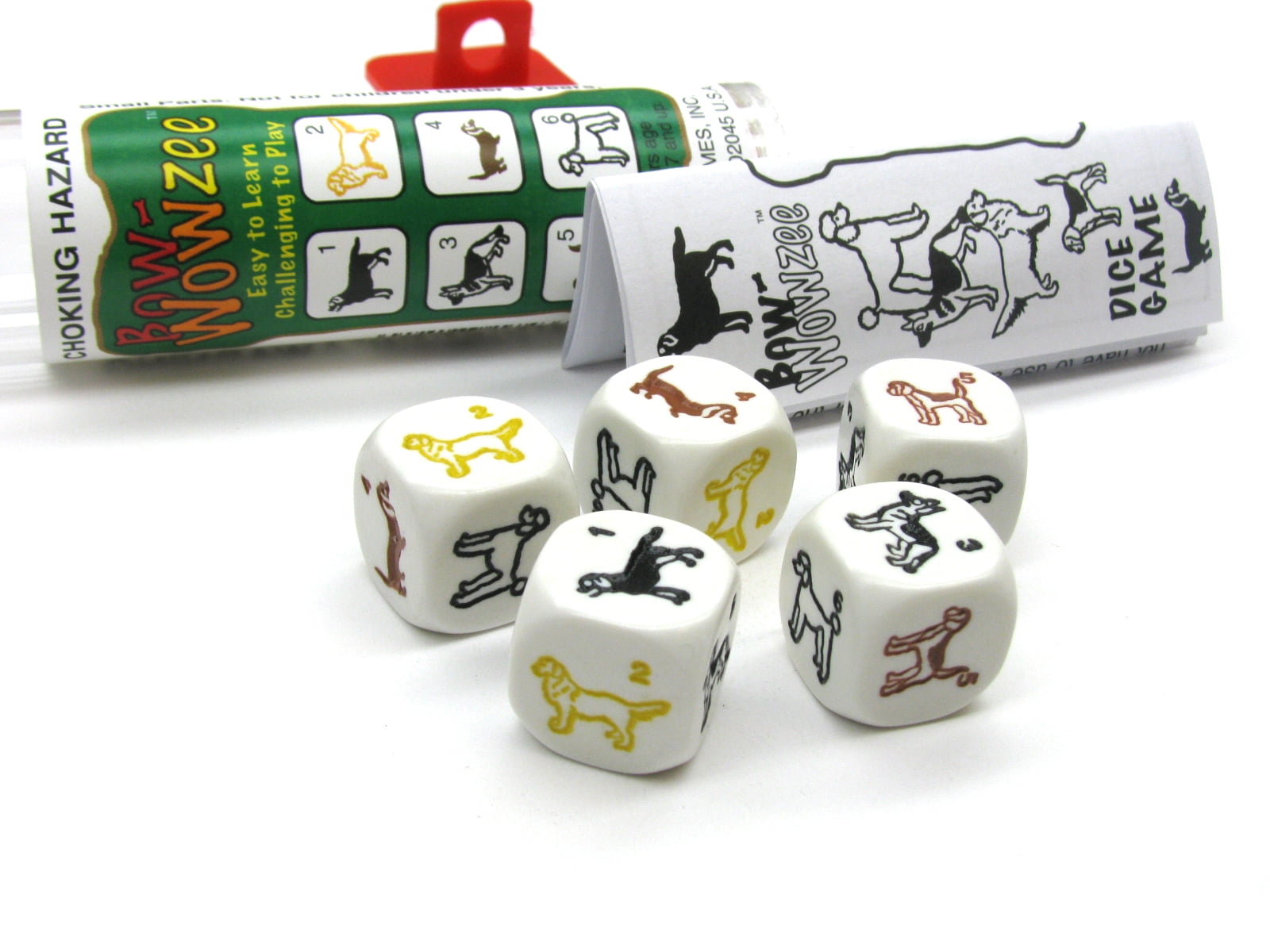 Koplow Games BowWowzee Dog Dice Game 5 Dice Set with Travel Tube and
