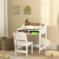 thumbnail image 2 of Qaba Kids Desk and Chair Set, Study Table w/ Storage Shelves, White, 2 of 10