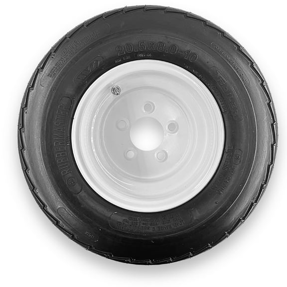 RubberMaster 20.5x8.0-10 (205/65D10) 6 Ply Highway Rib Tire and 4 on 4 Stamped