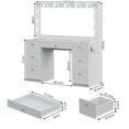 thumbnail image 7 of Boahaus Yara Bedroom Makeup Vanity Desk with Mirror and Lights, 7 Drawers, Glass Top, USB Port Crystal Knobs, White Big Vanity Makeup Desk for Women - New Built-In Lights Version, 7 of 7