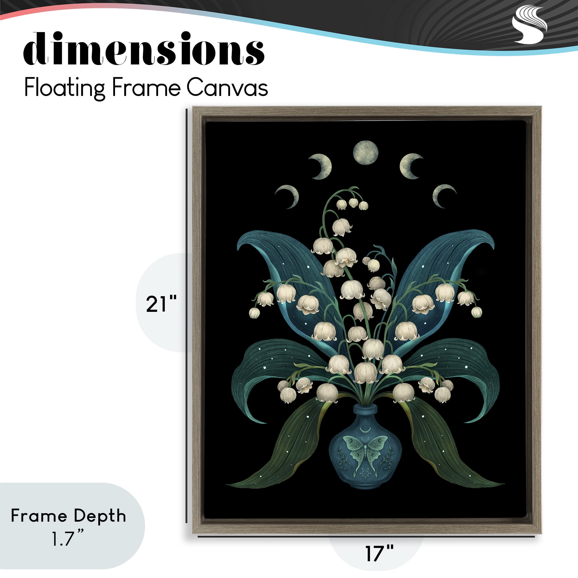 Stupell Industries Lunar Lily Of Valley Brown Framed Floater Canvas Wall Art, design by Episodic Drawings