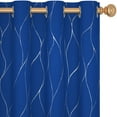 thumbnail image 4 of Deconovo Grommet Blackout Curtains Noise Reducing Silver Foil Wave Print Room Darkening Curtain Thermal Insulated Drapes 52Wx 72L inches Royal Blue Set of 2 Panels, 4 of 6