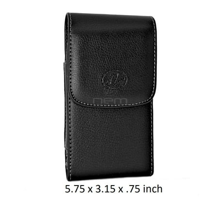 Zone Devices - XL Leather Vertical Swivel Belt Clip Case Holster For LG K8 Zone 4 / Tribute Dynasty 2018 Devices - (Fits With Otterbox Defender, Commuter, LifeProof Cover On It)