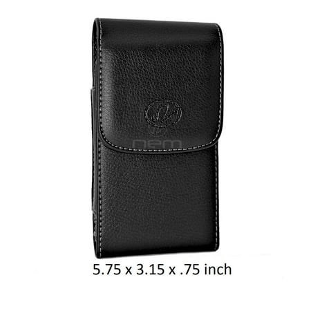 Premium Leather Vertical Pouch Case Holster with Swivel Belt Clip For Sony Xperia E5 Devices - (Fits With Otterbox Defender, Commuter, LifeProof Cover On It)