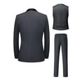 thumbnail image 2 of Wedding Guest Suits For Men 3pcs Outfit Set, Men'S Long Sleeve One Button Shawl Collar Jacket, Grey, With Pockets & Slim Fit Pants Set, Wedding Banquet, 2 of 11