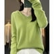 thumbnail image 3 of Suéteres con capucha de lana merino 100 % para mujer, jersey de punto, suéter suave y cálido de invierno con cuello en V, suéter policromado para mujer, 3 of 5