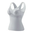 thumbnail image 2 of Women's Tank Top Women's Solid Color Blouses Breast Pad Bra Lace Patchwork V-Neck Tank Top Blue XXL, 2 of 3
