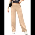 thumbnail image 2 of Pantalones de Yoga para Mujer, de Pierna , con Bolsillos, Cintura Alta, Elásticos, Informales, Deportivos. Caqui M, 2 of 6