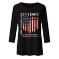 thumbnail image 4 of Trendfront Womens 250th Anniversary 3/4 Sleeve Tee American Flag Letter Crewneck loose fit Tops 4th of July Patriotic T Shirts Daily Wear, 4 of 4