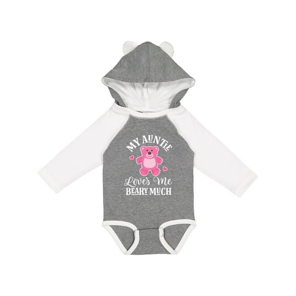 Inktastic My Auntie Loves Me Girls Bear Girls Long Sleeve Baby Bodysuit