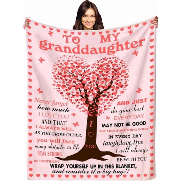 Granddaughter Gifts from Grandma Granddaughter Blanket Gifts for Granddaughter Birthday Anniversary Graduation Gift for Granddaughter Soft Comfortable Flannel, to My Granddaughter Blanket