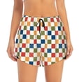 thumbnail image 2 of KLL Floral Checkerboard Pattern Shorts Women,Athletic Shorts High Waisted Running Shorts Pocket Sporty Short Gym Elastic Workout Shorts-XX-Large, 2 of 7
