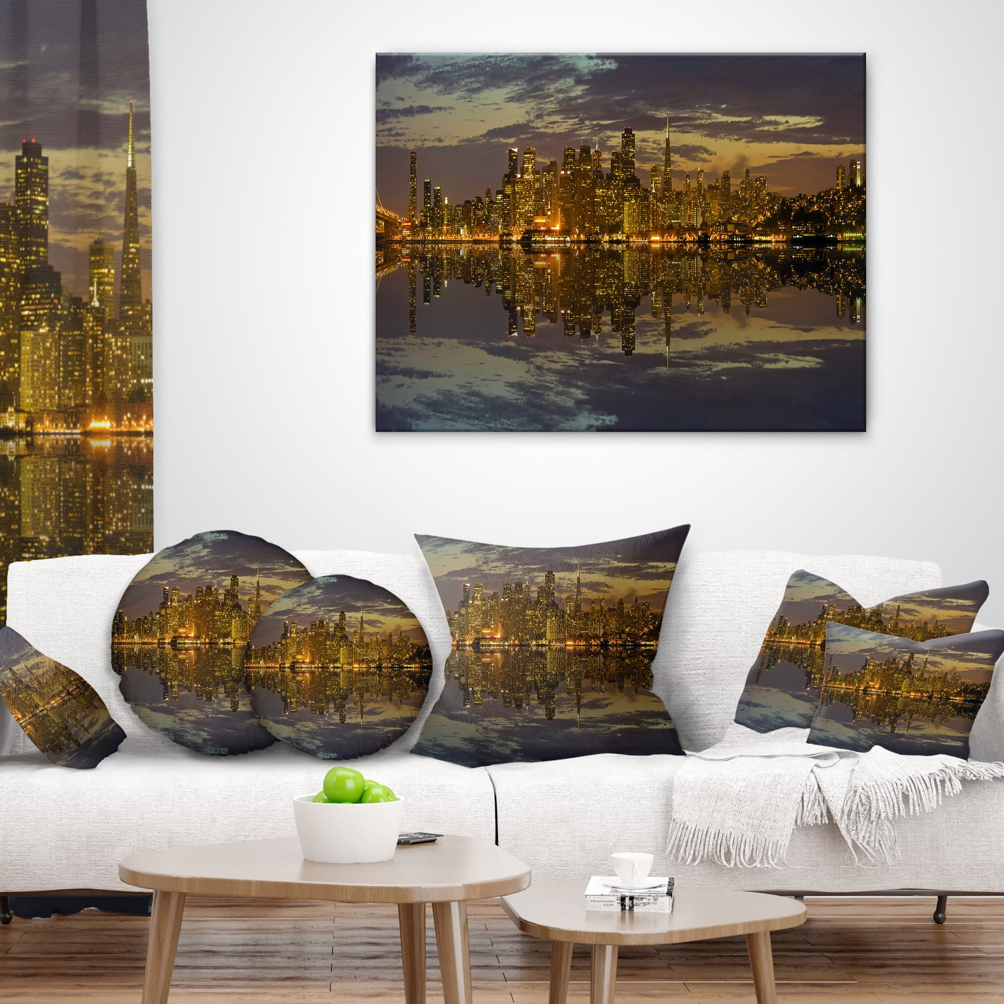 Designart San Francisco at Sunset Panorama - Cityscape Throw Pillow - 12x20