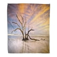 thumbnail image 1 of LADDKE Throw Blanket Warm Cozy Print Flannel Folly Beach Dead Tree Driftwood Ocean Sunset Charleston Sc Landscape Scene Comfortable Soft for Bed Sofa and Couch 50x60 Inches, 1 of 1