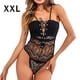thumbnail image 1 of Body de encaje sexy para mujer Ropa de dormir Ropa interior de malla con vendaje en V profundo, Negro, XXL tholdsy XX000221-10, 1 of 7