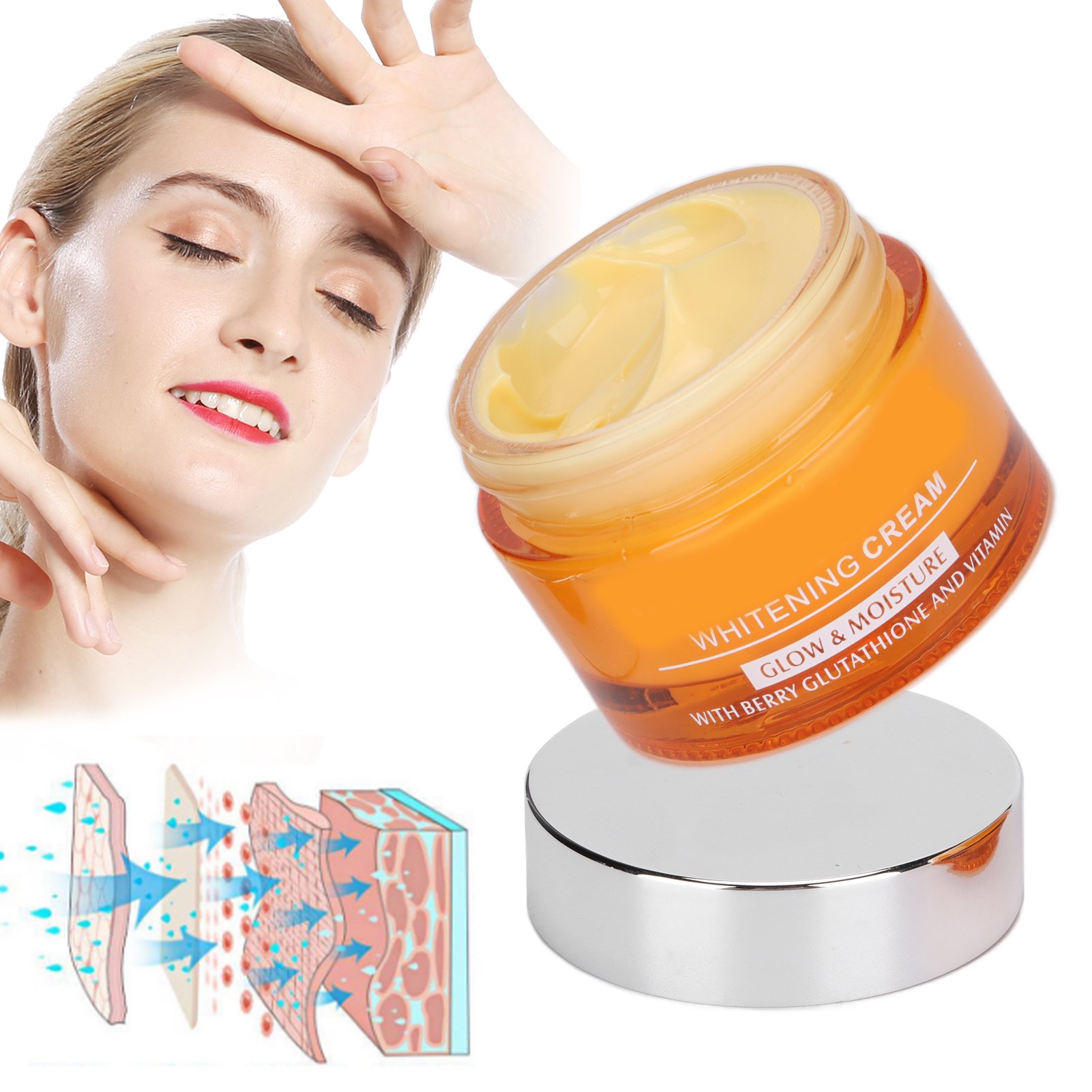 glutathione eclaircir la peau Lotion à Vitamine C, Crème Hydratante et Anti-Moisissure pour Femmes et Jeunes, Soin de la Facile à Absorber et Éclaircir Glutathione Skin Brightening London