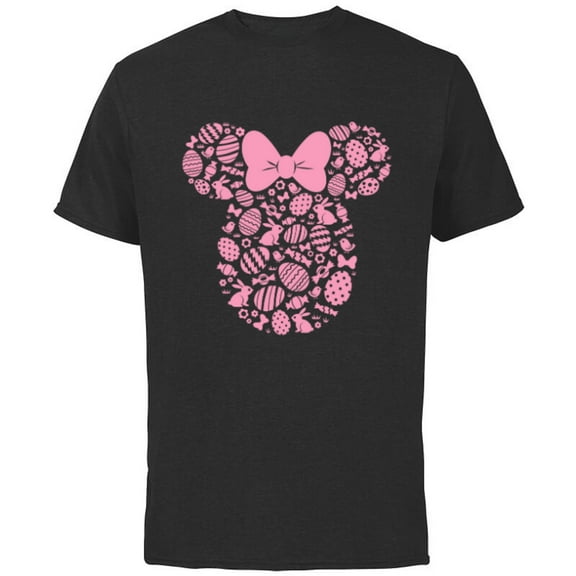 Disney Minnie Mouse Pink Easter - Short Sleeve Cotton T-Shirt for Adults - Customized-Black