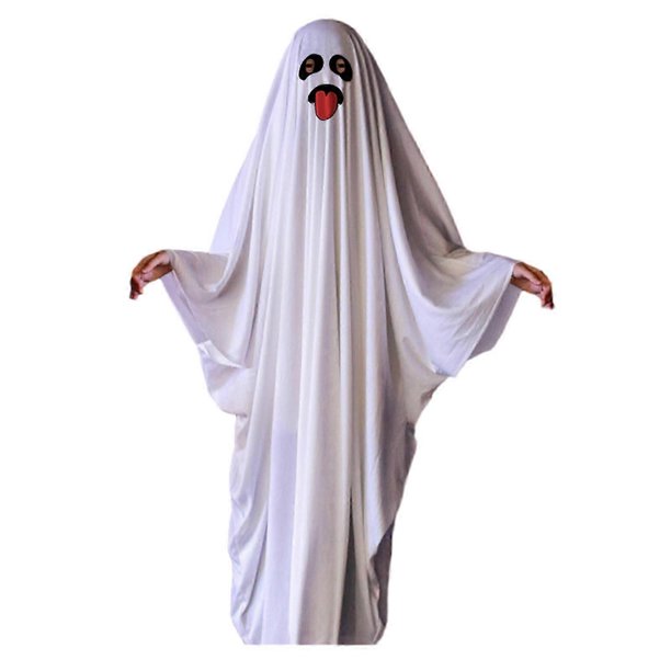 Halloween Cloak Cape Ghostes Hooded Cloak Cape Robe Ghostes Poncho Funny Cosplay Clothes Ghostes Costume Cape Adult Kids ghost suit black