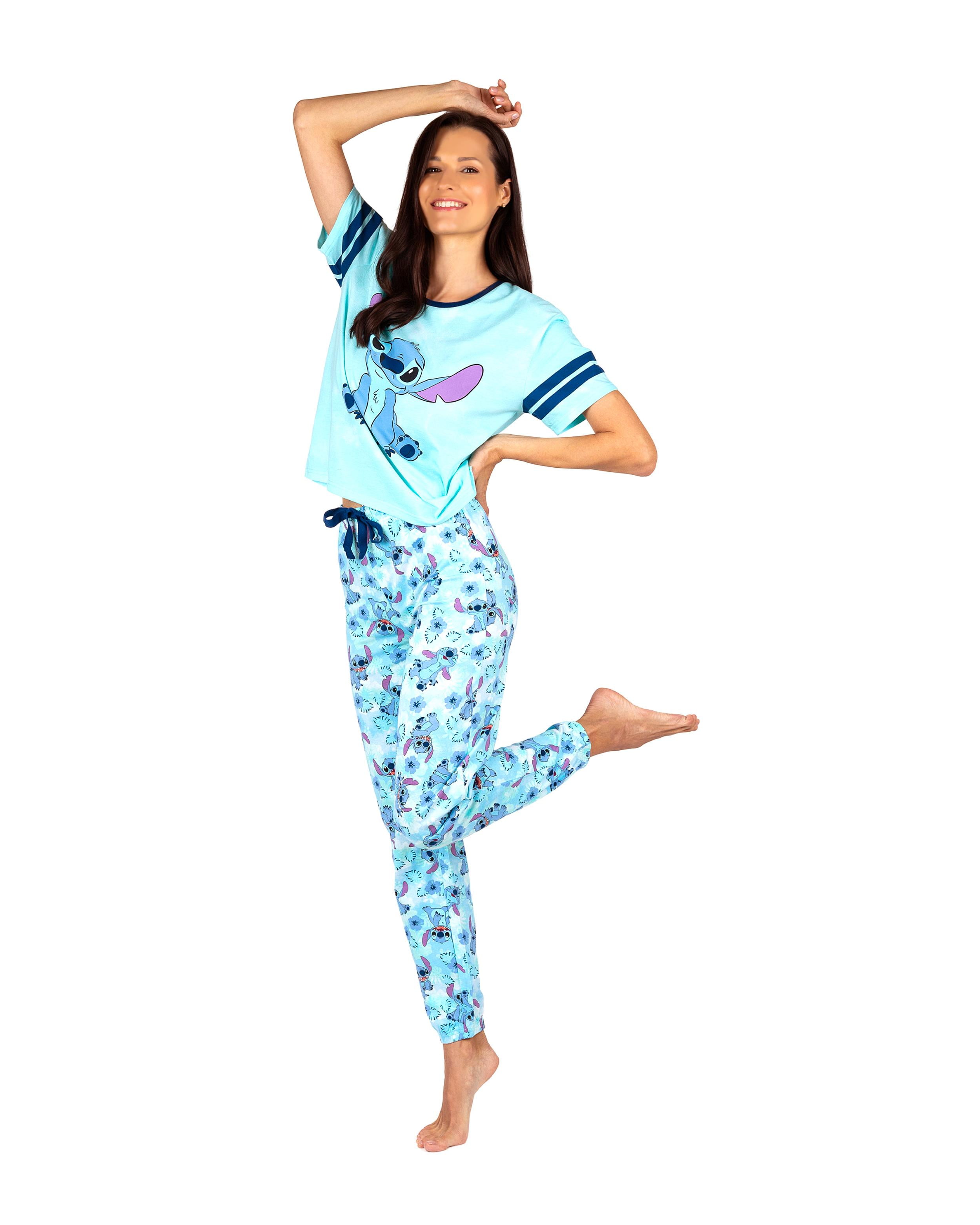 Disney Stitch Womens Pajama, 2 Piece Sleepwear Set, Aqua Stitch
