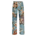thumbnail image 3 of American 250th Anniversary Pants for Women 1776-2026 American Flag Print Elastic High Waist Lounge Pants Wide Leg Classic Fit Comfy Soft Trousers, #01 Sky Blue, XL, 3 of 5