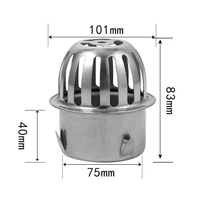 Drain de Sol de Toit de Balcon en Acier Inoxydable Rond Grand Déplacement Anti-Blocage Écran de Filtre Couverture Drain de Sol Extérieur