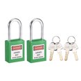 thumbnail image 1 of Unique Bargains Lockout Tagout Locks 1-1/2 Inch Shackle Key Different Safety Padlock Plastic Grass Green 2 Pcs, 1 of 4