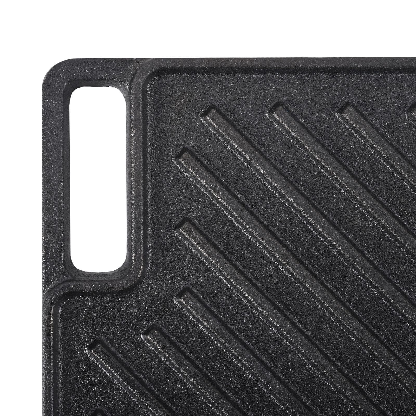 3.3mm Thick Cast Iron Griddle with Non-Stick Surface, Pre-Seasoned, Double-Sided, for Gas Stove Oven Campfire